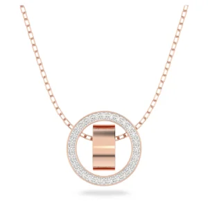 A necklace with a circular jeweled pendant